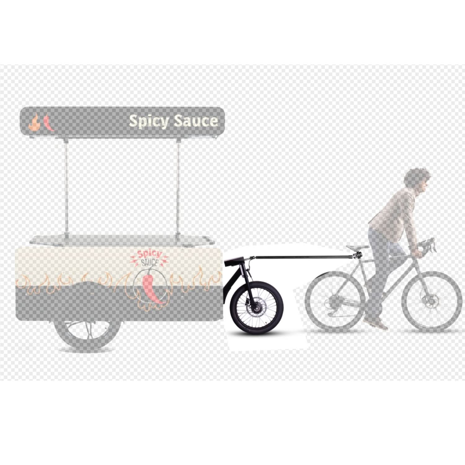 Food cart traction system with hydraulic brake — for Cart L and XL.
