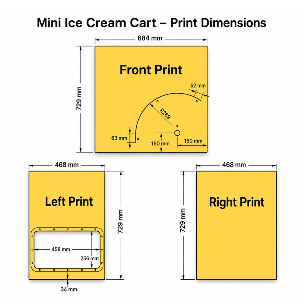Printed decals for Mini Ice Cream Cart.