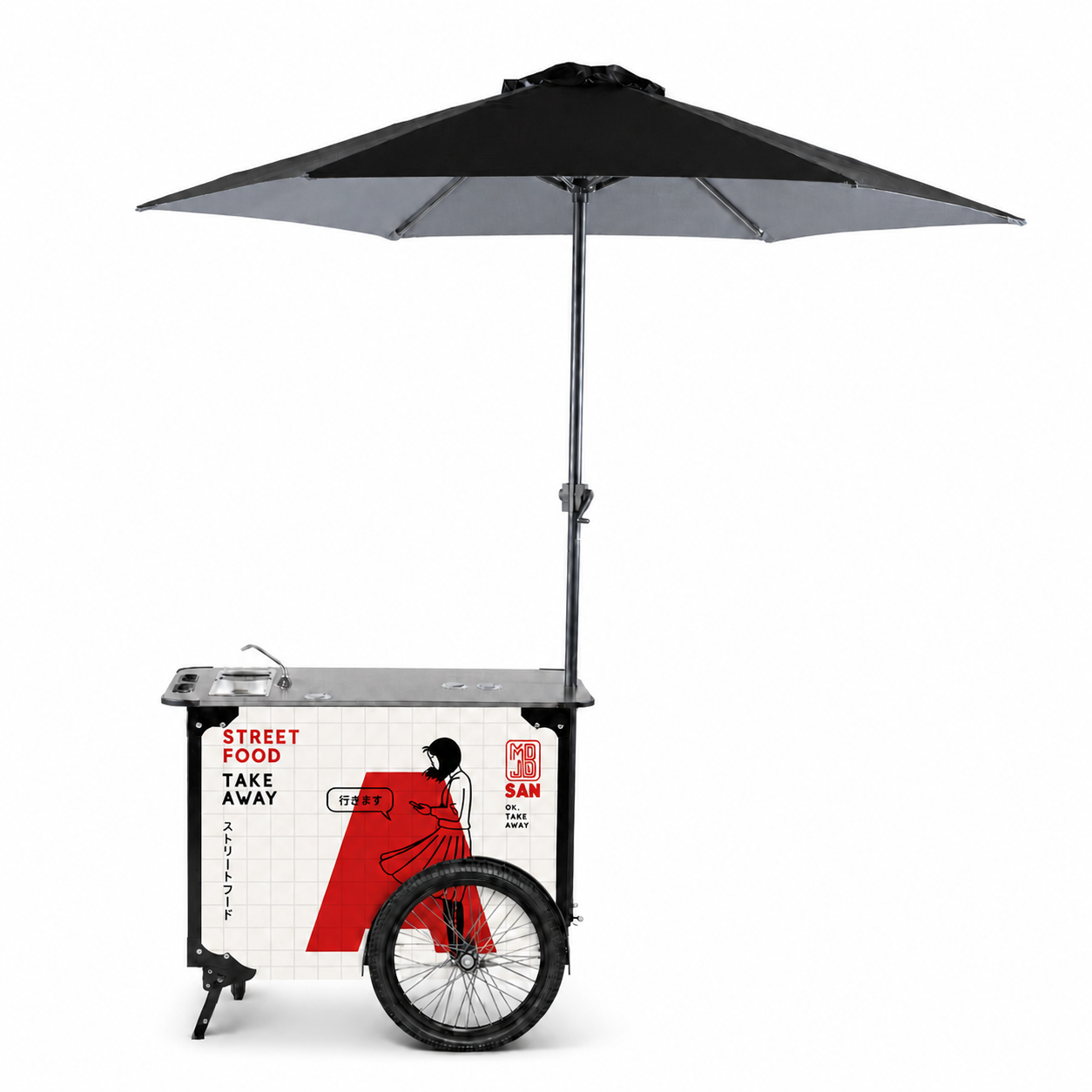 Street Food Cart M – Compact Street Food Cart & Food Bike Trailer