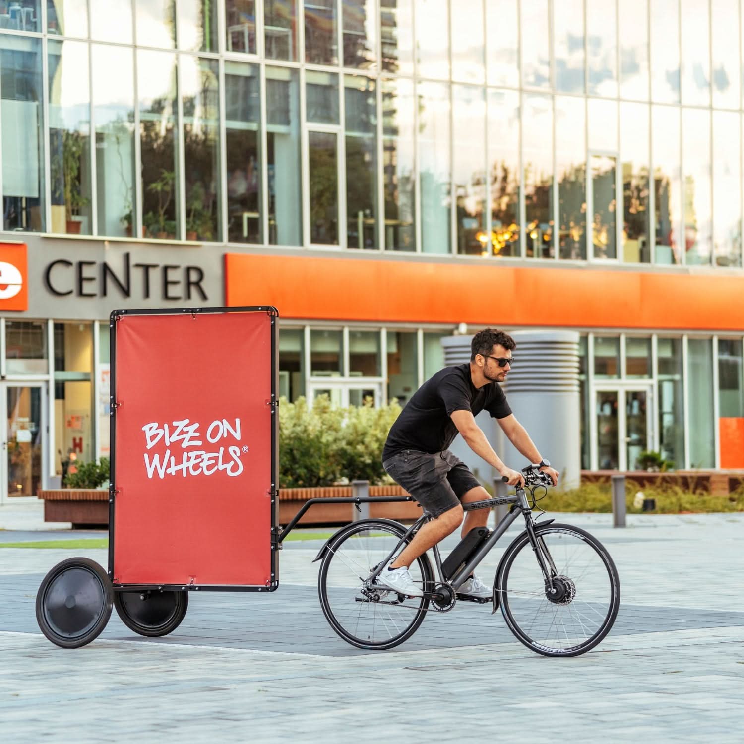 AdBicy M – Modular Bicycle Billboard & Advertising Bike Trailer.