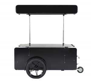 Vending cart with metal body and folding roof
