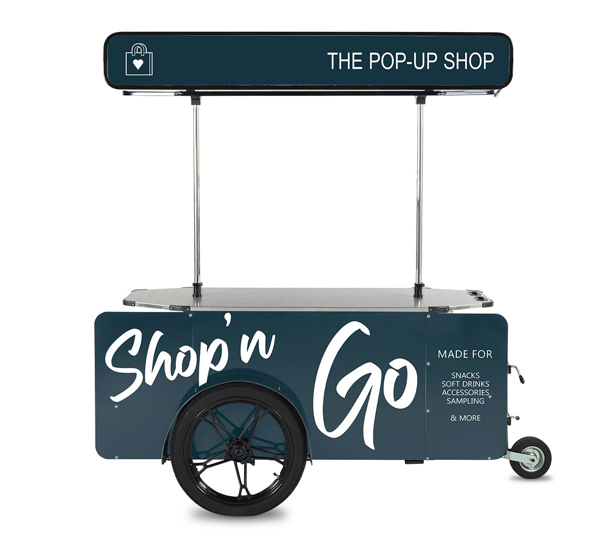 Vendor cart for street vending customized with decals