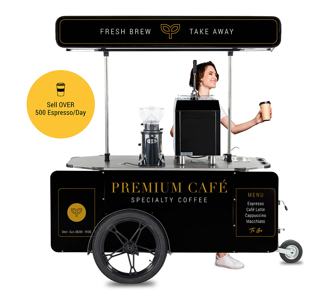 Mobile coffee cart for street vending and catering