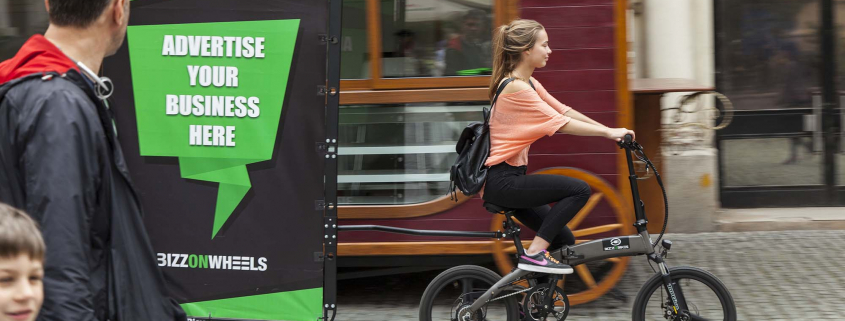 City adbike with AdBicy bicycle billboard