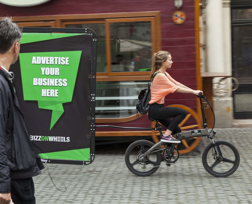 City adbike with AdBicy bicycle billboard