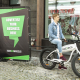 City advertising with bike advertising trailer