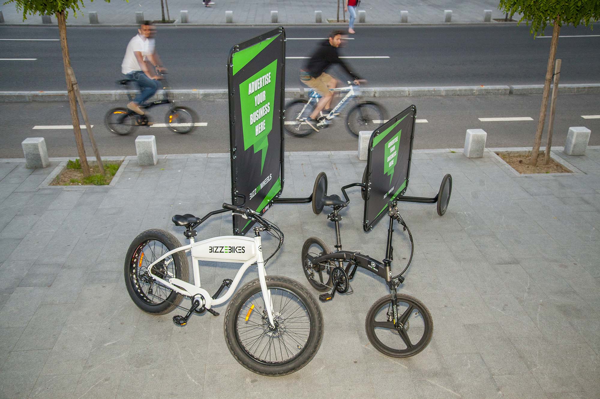 Electric advertising bikes with AdBicy advertising bike billboards