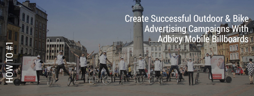 Outdoor bike advertising campaigns with AdBicy bicycle billboards