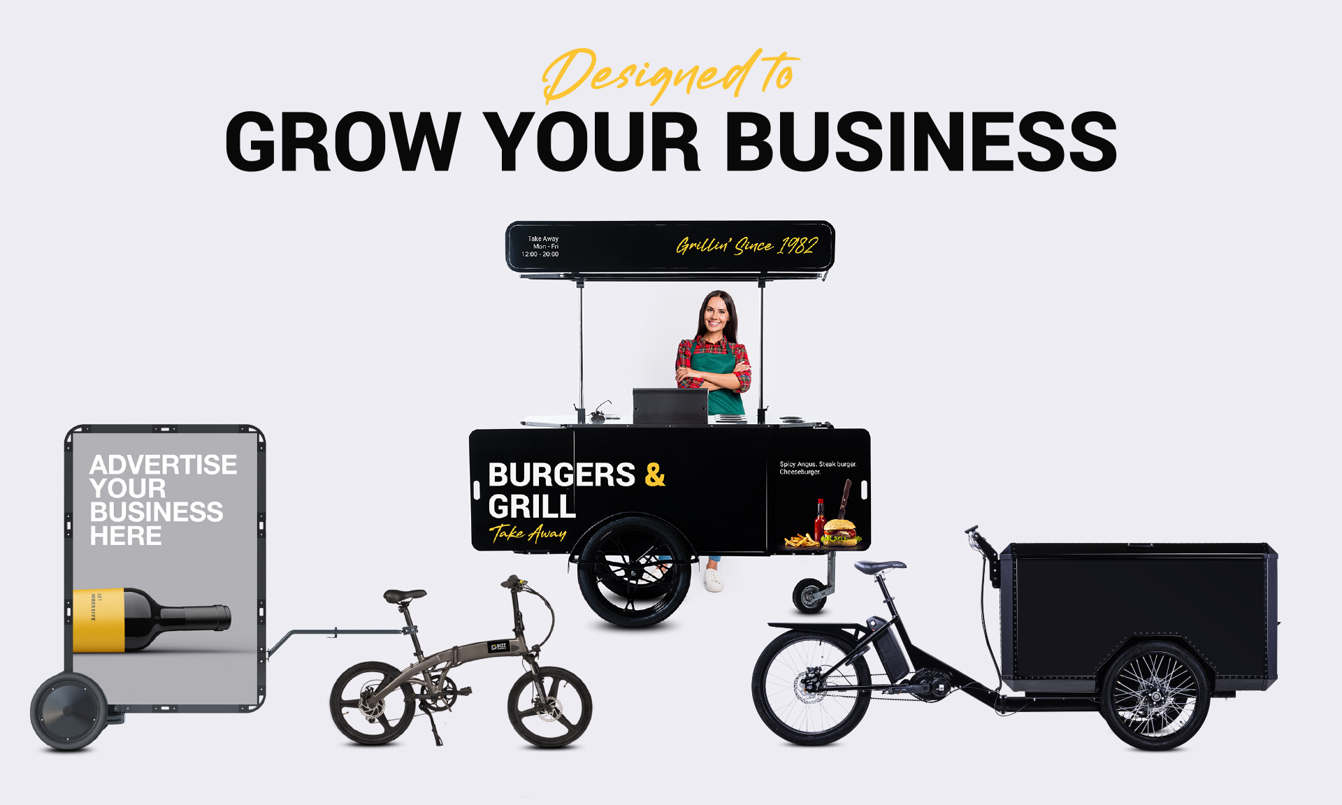 food carts, pop up carts, bike billboards and cargo bikes by Bizz On Wheels