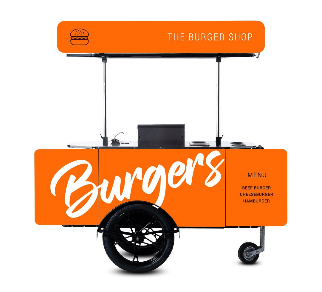 Mobile grill and burger cart on wheels by Bizz On Wheels