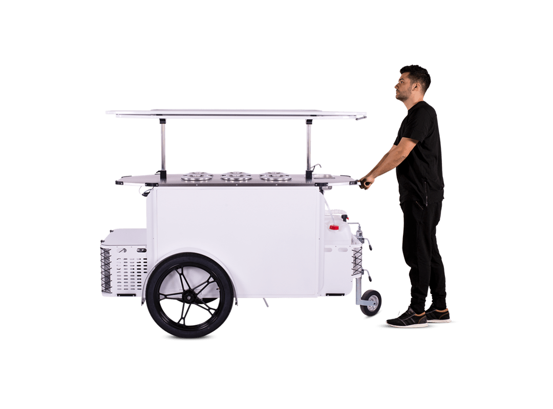 Pozzetti gelato cart in push cart mode