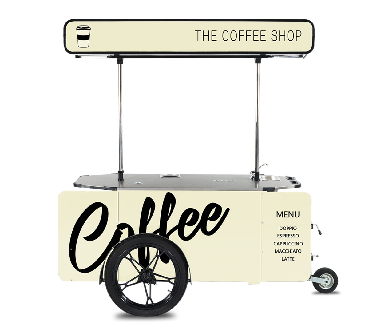 Basic coffee cart with custom branding