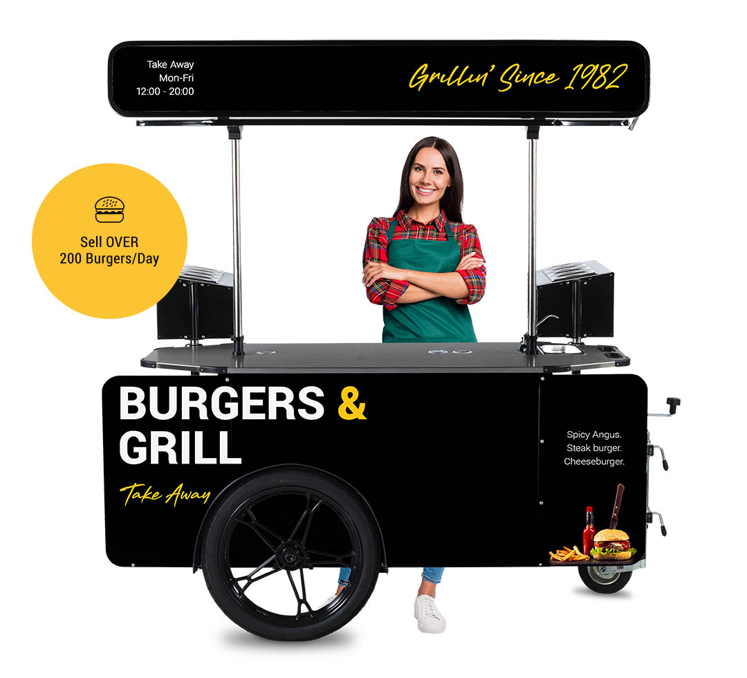 Basic street food cart with custom decals