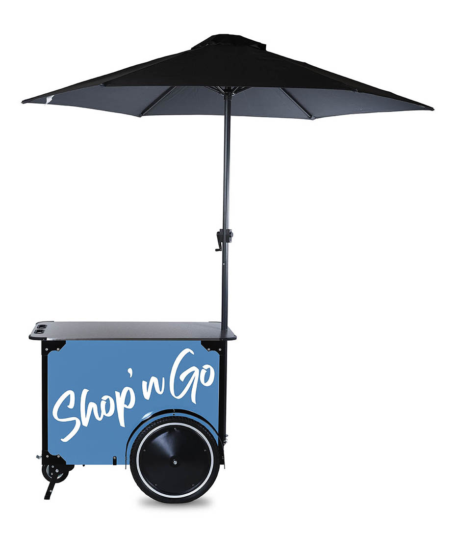 Vendor cart with umbrella by Bizz on Wheels