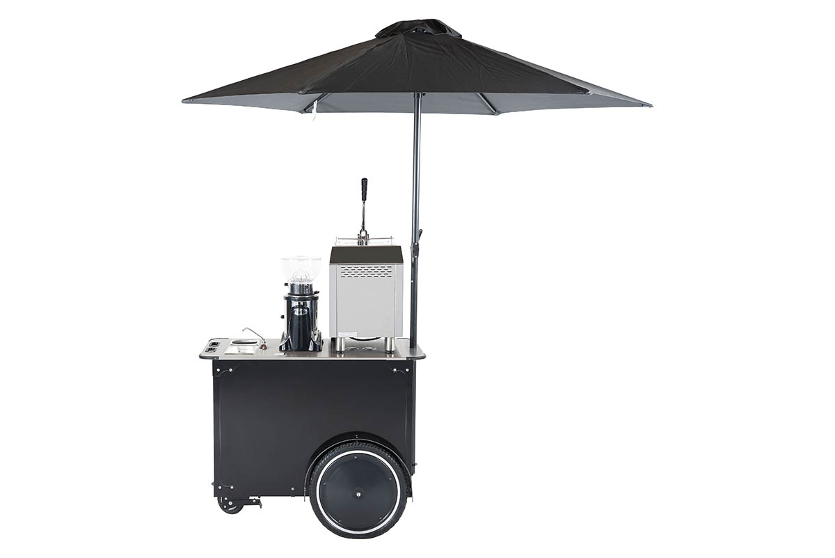 Coffee bar on wheels with umbrella by Bizz On Wheels