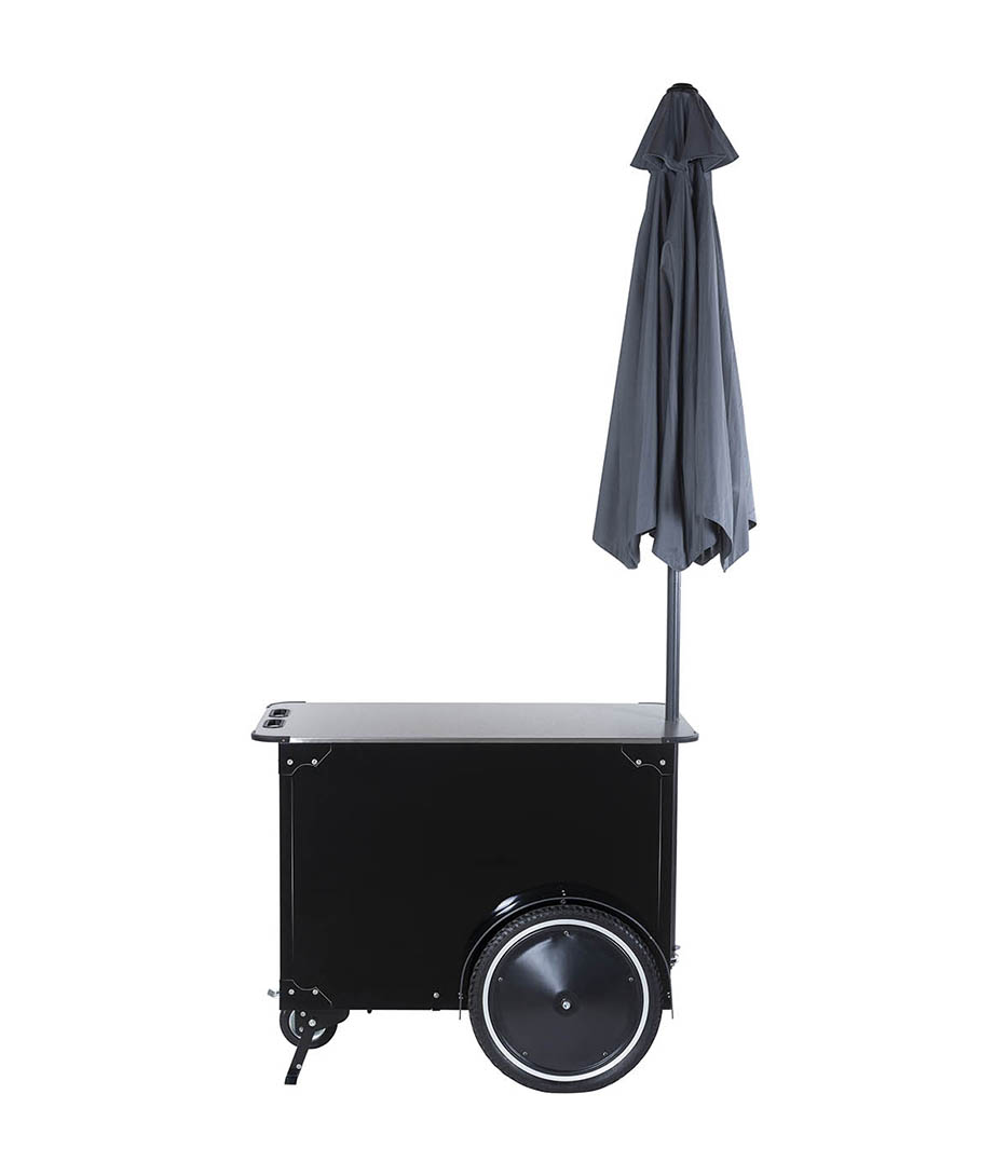 Street vending cart with umbrella