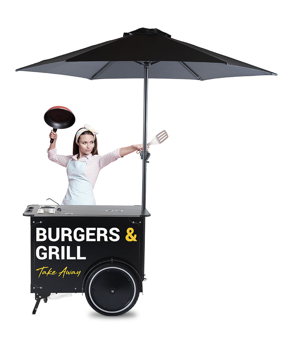 Medium burger cart for street food